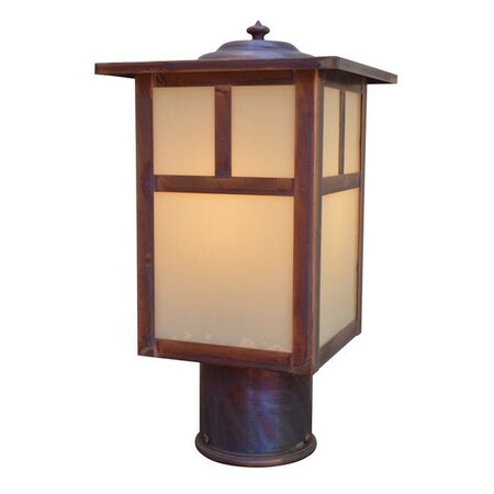 Arroyo Craftsman 6" Mission Post Mount Without Overlay (Empty), Raw Copper, Rain Mist Glass MP-6ERM-RC